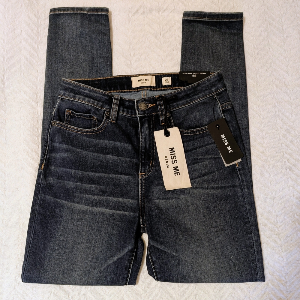Miss Me Skinny Ankle Jeans High Rise Classic Blue Jeans Sz 26 NWT